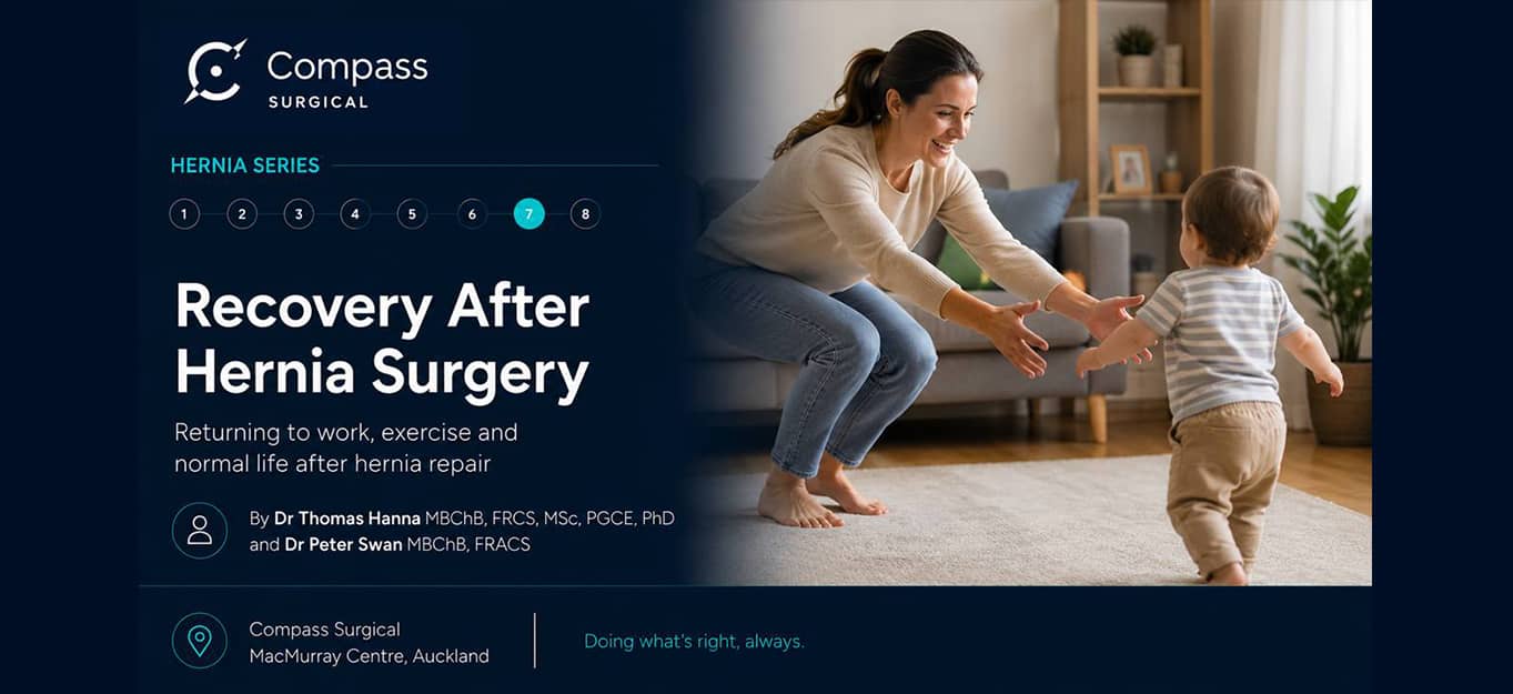 Recovery journey after hernia surgery showing return to work, fitness, and everyday life | Compass Surgical