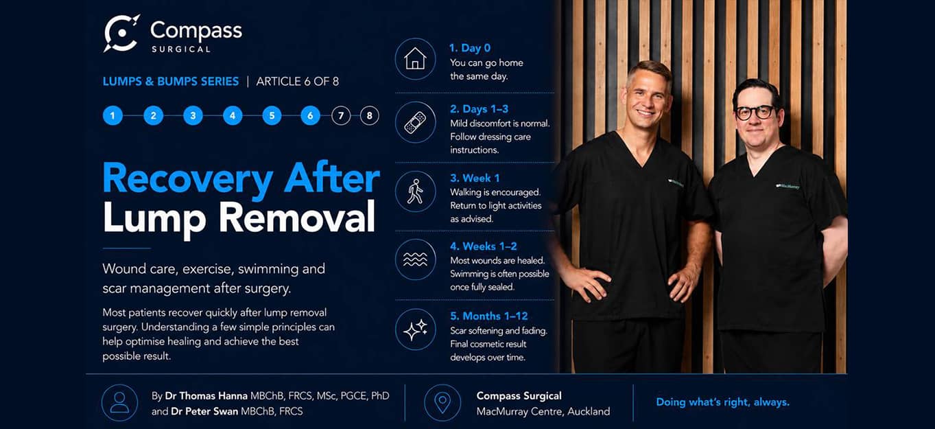 Patient caring for a healing wound after lump removal surgery with guidance on recovery and scar management | Compass Surgical